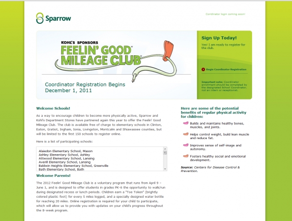 Feelin' Good Mileage Club Web page